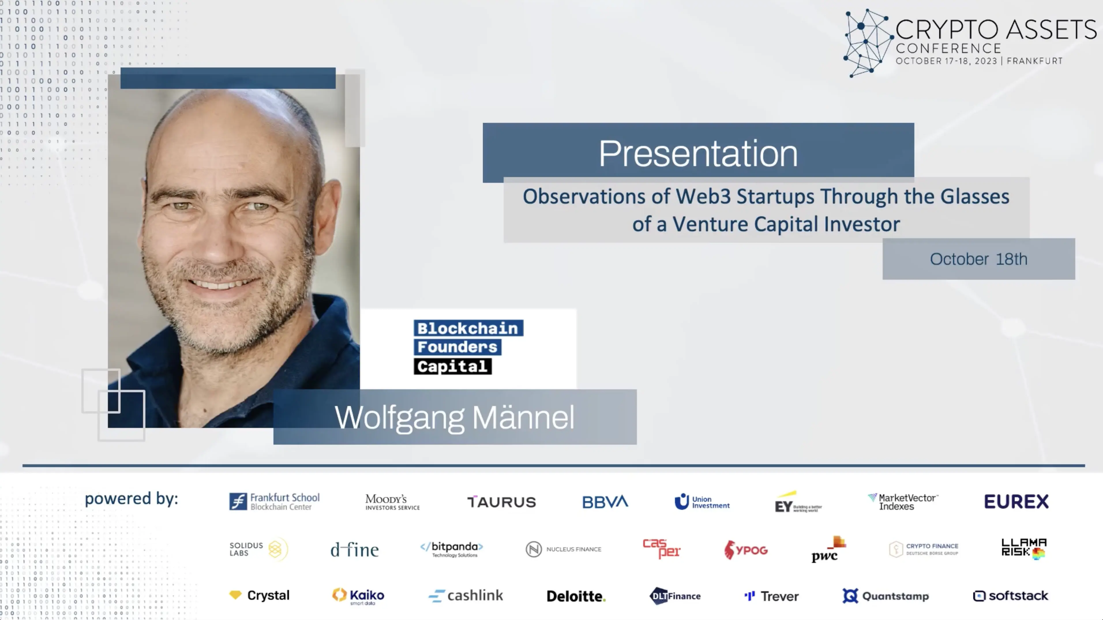 "Observations of Web3 Startups Through the Glasses of a VC Investor" - Presentation at the CAC23B