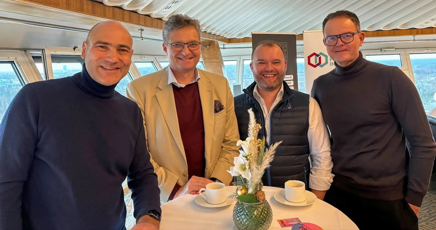 with Michael Mellinghoff (Fintech Germany Award), Johann Hainzinger and Volker Braunberger (Funds on Chain) at Funkturm Berlin