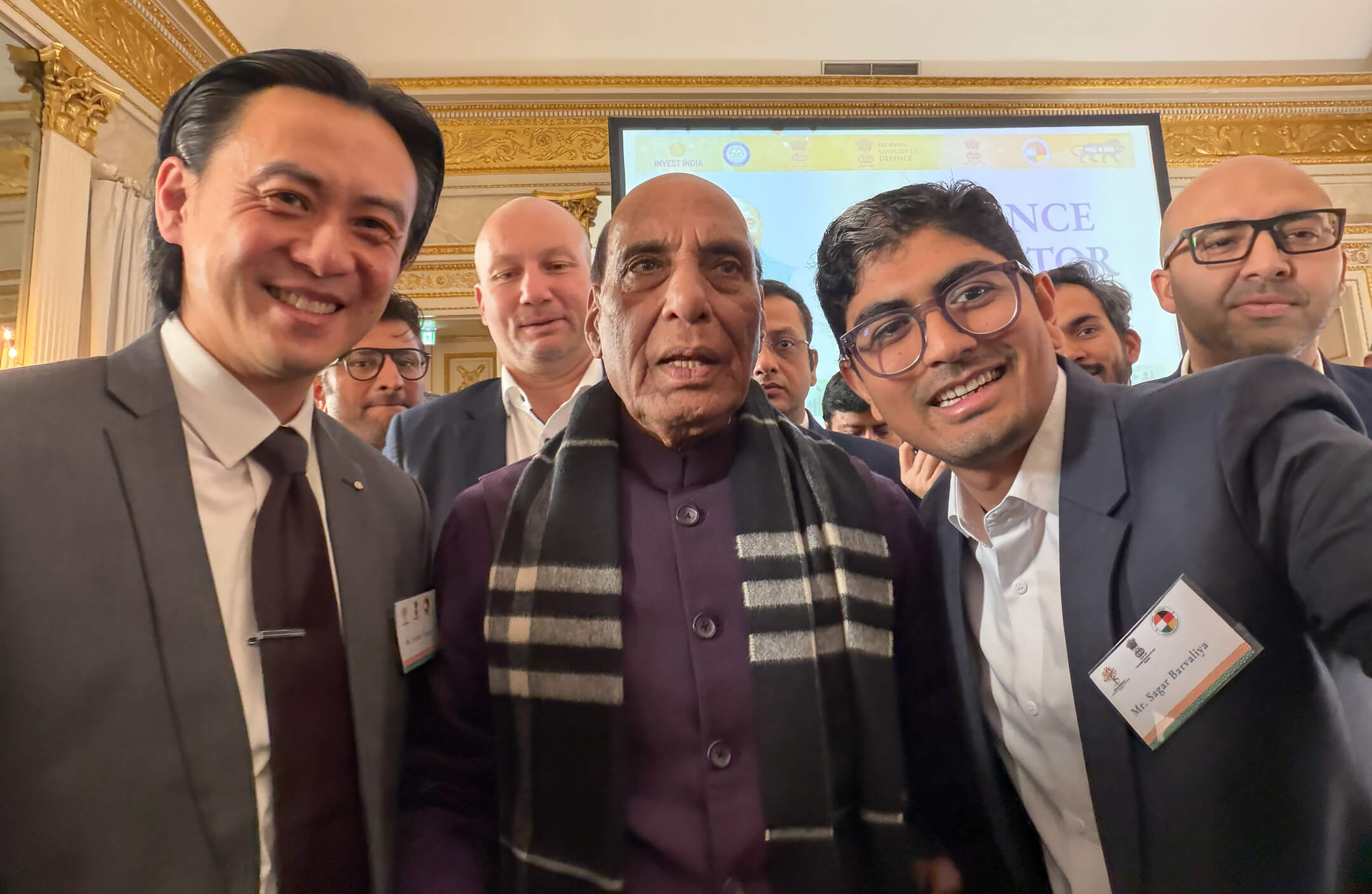 with Rajnath Singh, Indian Minister of Defence, and Stefan Taing, Munich Innovation Labs