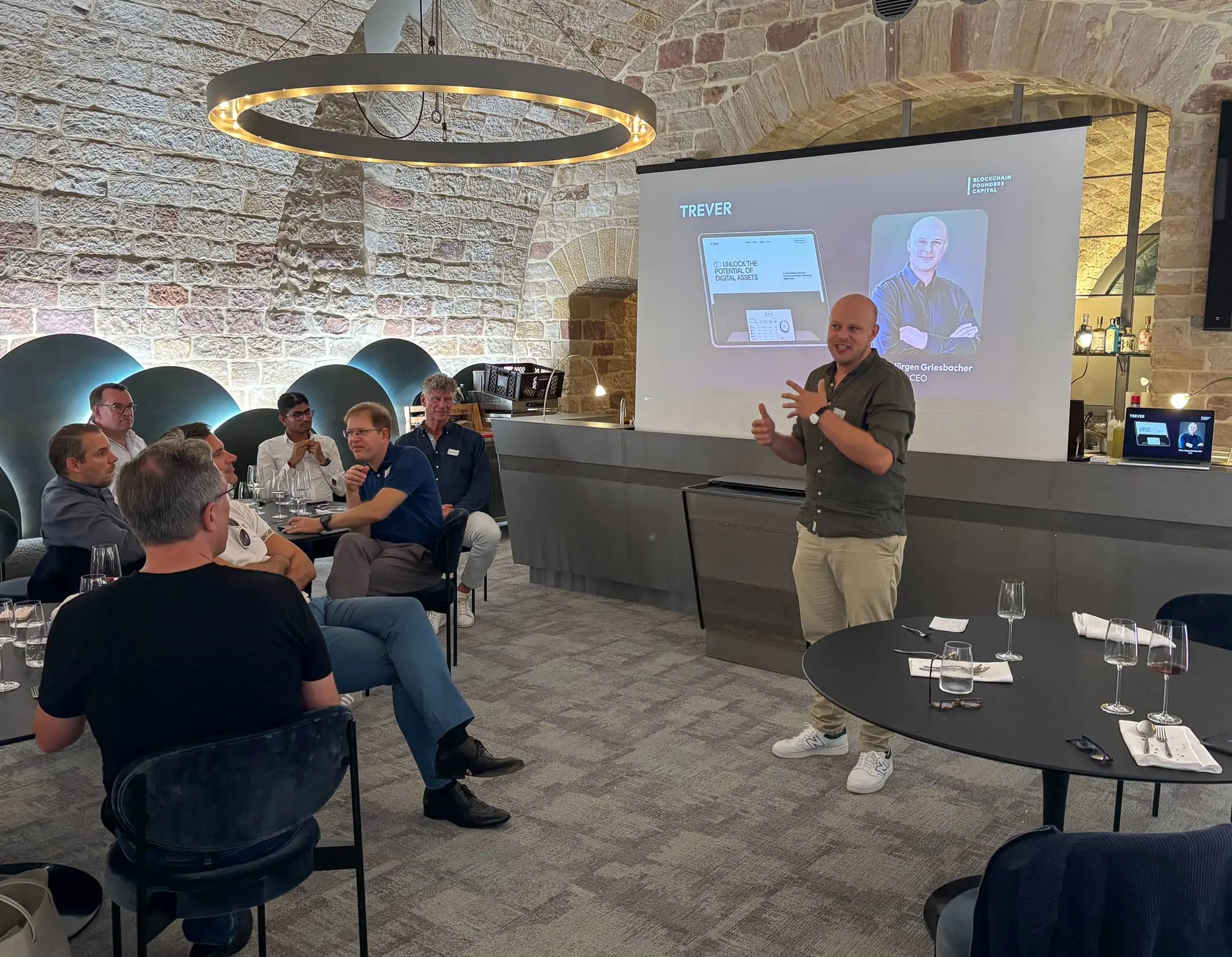 Hans-Jürgen Griesbacher, CEO and Founder of Trever, talking about the early days at Dinner & Wine Investor Talks