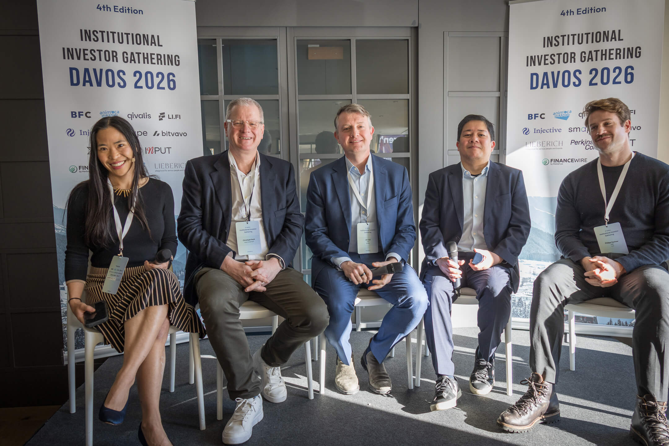 with Clara Tao, Christoph Hock, Philipp Zentner, Jan Sell, and John Medel at Davos 2026