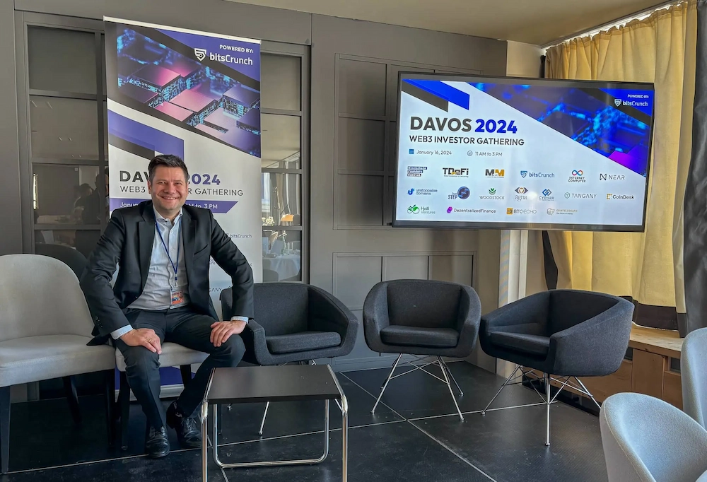 Marcello checking the stage at our Web3 Investor Gathering in Davos
